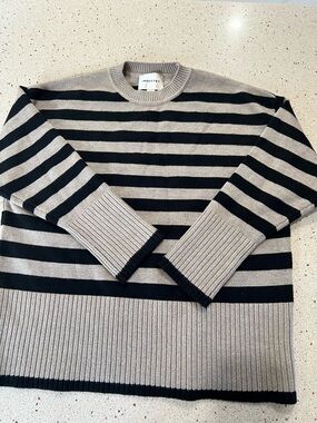 INDUSTRY Women’s Striped Crewneck Sweater in Beige and Black